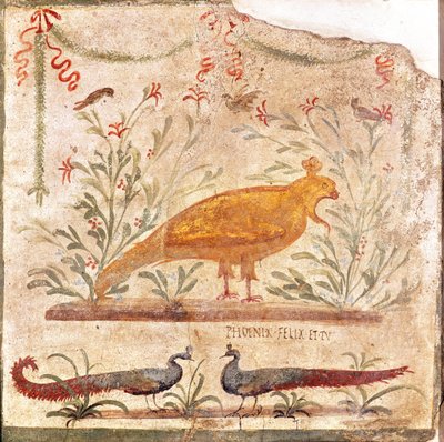 Sign for the thermopolium depicting a phoenix and the inscription 